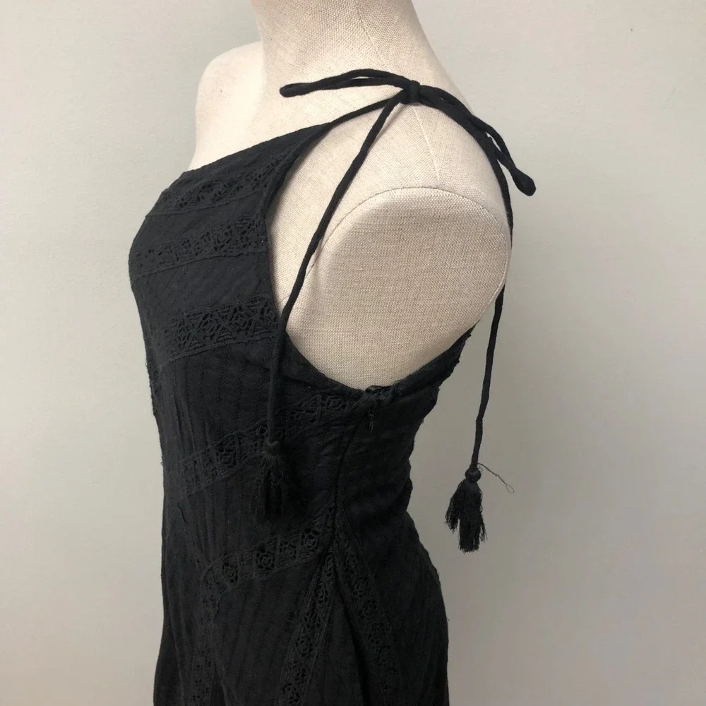 Free People Bella One‎ Shoulder Maxi Dress Womens XS Black Whimsigoth Dark Fairy